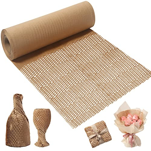Honeycomb Packaging Paper Bubble Wrap Roll 150M X 30CM | Bubble Wrap Alternative, Hand-Tearable Cushioning Wrap, Reusable Packing Paper for Moving, Shipping and Gifts