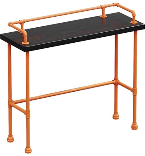 WUXTOKV Hochtisch, Stehtisch Küche, Industriestil, Tischplatte mit Geländer, Einfache Montage, Geeignet für Barst und Terrassen(Orange,180x105x45CM/71x41x18IN)