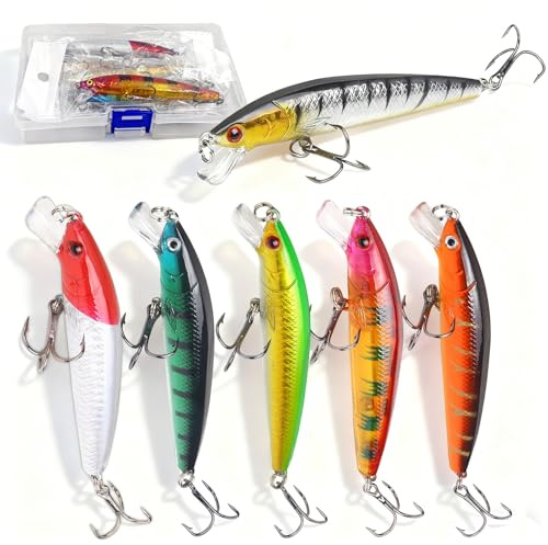 Feegela Set med 6 fiskedrag - Wobblare 11 cm/8 g för gädda | Gädda abborre, abborre - för sötvatten och havsvatten - perfekt fisketillbehör