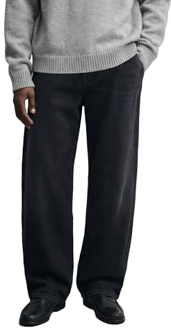Vince Baggy Fit Jeans Black Grey Jeans Herren 5 Pocket Style Mit Knopf- und Reißverschluss 100% Baumwolle, Farbe:Black Grey, Hosengröße:W38 L32