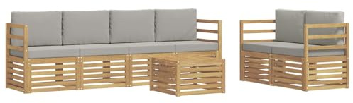 vidaXL Outdoor-Sofagarnitur 7 pcs Weiß und Hellgrau Polyester, Garten, modernes, haltbares Outdoor-Sofa, Lounge-Möbel, Terrassensitzgruppe, bequem und stylish