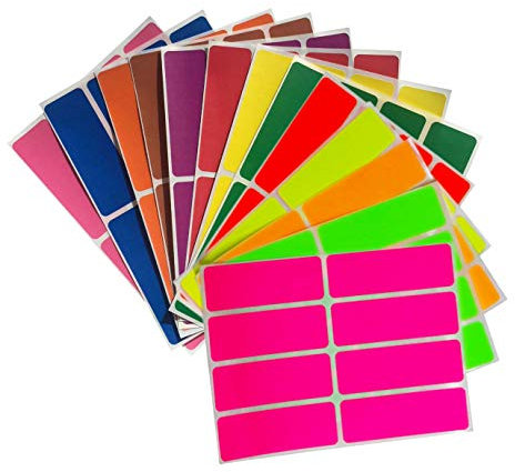 Sticker Bunt 76 mm x 25 mm Aufkleber – 7,5 cm x 2,5 cm viereckige Etiketten 104 Stück von Royal Green