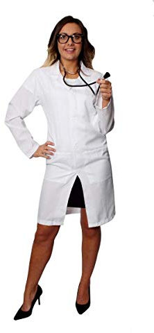 I LOVE FANCY DRESS DOKTOREN WEISSER LABORMANTEL MIT Taschen Standard + Brille + STETHOSKOP - BIS ZU 96CM Brust/LÄNGE 101CM
