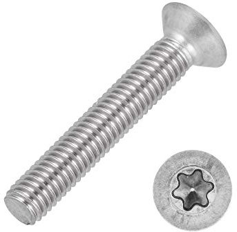 Tornillos de cabeza avellanada Torx M4 x 20, hexágono interior, rosca completa, ISO 14581, DIN 965 TX, acero inoxidable, M4 x 20 mm, 10 unidades