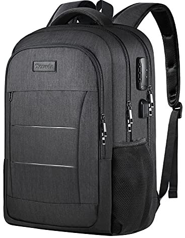 Tzowla Travel Laptop Backpack,Durable Water Resistant Anti-Theft 42L Extra Large 15.6 Inch with USB Charging Port and Lock Fit Computer Business Bookbag for Women Men College School Gift-Black
