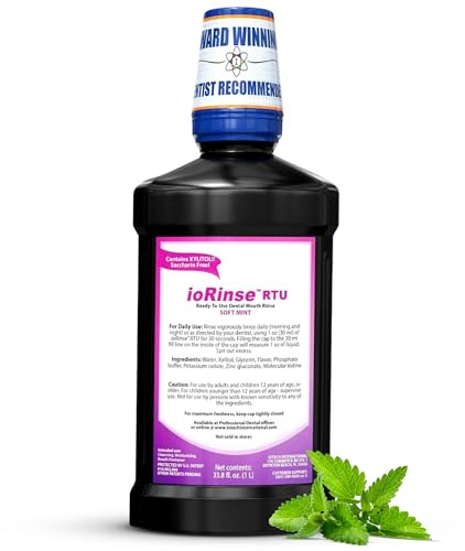 ioRinse RTU Halitosis Mouthwash, Molecular Iodine Oral Rinse, Soft Mint, 1L