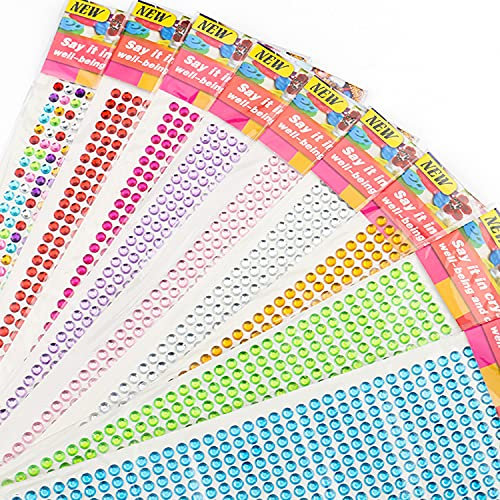 4536 Pieces Rhinestone Stickers Self-Adhesive Jewels Sticker DIY Craft Cards Embellishment Diamond Gem Decorations, Wedding Decorations, Body, Nail, Scrapbooking Embellishment (9 Colors)