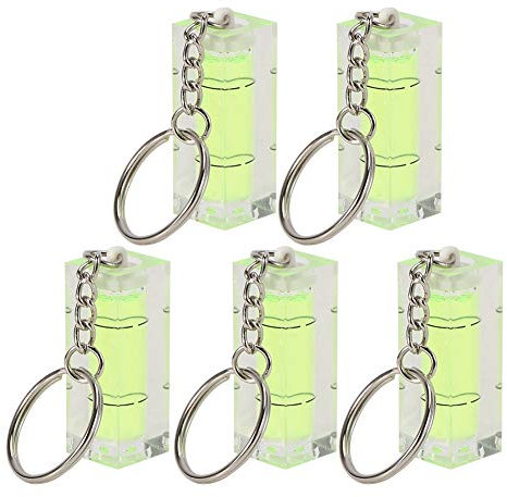 Pack of 5 Mini High Precision Level Bubble Square Spirit Level with Keyring for Tripods, Machines,Picture Hanging Mountaineering Camping Supplies