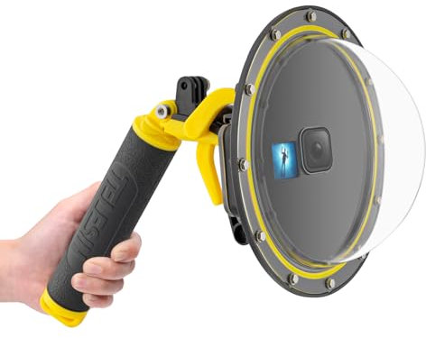 AuyKoo Dome Port Wasserdichtes Gehäuse für GoPro Hero 9 10 Black 11/12 Black Zubehör mit Abzugswaffe und schwebender Griff Unterwasser-Kuppel
