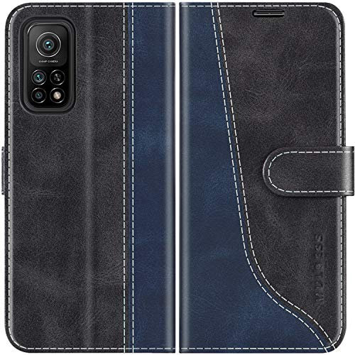 Mulbess für Xiaomi Mi 10T / Mi 10T Pro Hülle, Handyülle Leder mit Kartenfach, Klapphülle mit Magnetverschluss, Flip Case Etui Handytasche Schutzhülle, Stilvoll Schwarz
