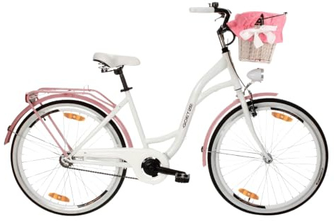 Goetze Style 26/28 Zoll Citybike, Komfort Fahrrad 1-Gang, Rücktrittbremse | Tiefeinsteiger, V-Brake & Rücktrittbremse, LED-Beleuchtung, Rattankorb, Gepäckträger, Schutzbleche, Ständer & Klingel