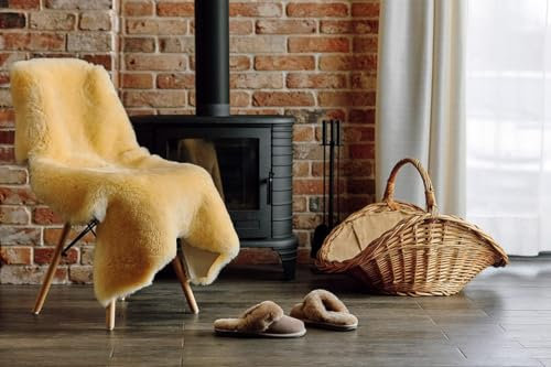 Sheepmania Lammfell Teppich - Lammfell Echt - Carpet - ungeschorenes, dichtes Langhaar-Schaffell - Teppich - Fellteppich- Decke - Unterlage im Kinderwagen - Goldgelb