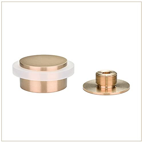 Klebe-Türstopper | 45 x 20 mm | Gewindesockel | Gummi Weißer | Messing | Finish Matt | Enthält Werkzeug, Schraube + Befestigungsdübel | Mod. I-203/35X19-B-DUAL-LMT| EVI Herrajes