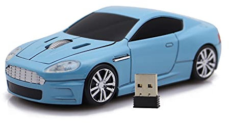 DAY DAY HAPPY Rennwagen Funkmaus AM optische Computermäuse mit LED-Licht für PC Laptop (Blue)