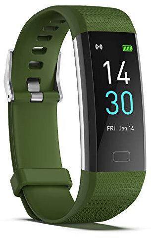 Hi5 10431 S5 Fitness Armband Uhr IP68 Wasserdicht Aktivitätstracker mit Herzfrequenz, Schlafmonitor, Bewegungserinnerung, Kalorienzähler und Benachrichtigungserinnerung, Grün, 50 g