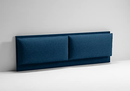 EVERGREENWEB Testiera Letto Matrimoniale Imbottita Blu Scuro, Elegante Testata Letto a Doppio Cuscino da Parete in Tessuto Liscio Antimacchia, Incluso Kit di Montaggio GRATIS, Interno Puro Legno, ROMA