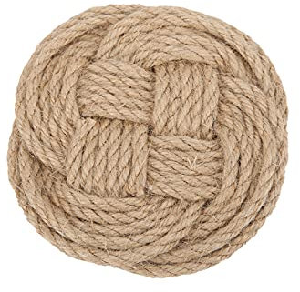 Hapivida Support de Pot Tapis Antidérapant Jute Tissé Dessous de Plat Moderne Épaissir Isolation Thermique Marron sous-Verres pour Tasse Plat Pan Salle à Manger Cuisine (Marron, Rond)