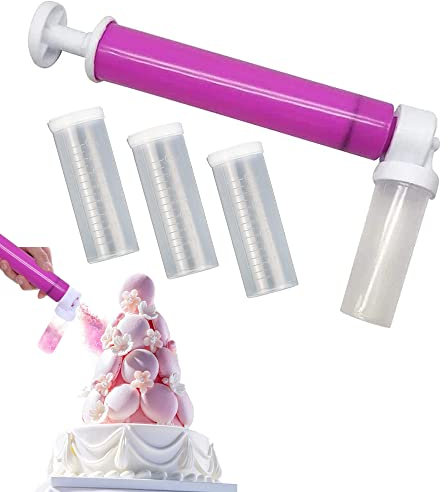 HAOBIN Manuelle Airbrush Zum Dekorieren Manuelle Airbrush-Pumpe Manual Airbrush for Cakes Kuchen Dekorationen Manuelle Airbrush ZubehöR Zum Dekorieren Von Kuchen, 4 Vorratsdosen