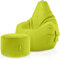 Green Bean 2er Set Sitzsack + Hocker - fertig befüllt - robust waschbar schmutzabweisend - Kinder & Erwachsene Bean Bag Bodenkissen Lounge Sitzhocker Relax-Sessel Gamer Gamingstuhl Pouf - Hellgrün