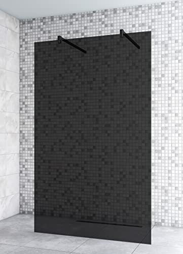 Aica Sanitär Freistehend Dusche 117.7cm Walk in Duschwand Duschabtrennung 10mm Nano Rauchglas H200cm