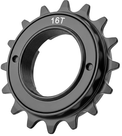 Hycline Single Speed Bike Freewheel: 16T Compatible with 1/2''×1/8'' Bicycle Freewheel - Threaded Type Freehub Replacement Parts (Black)