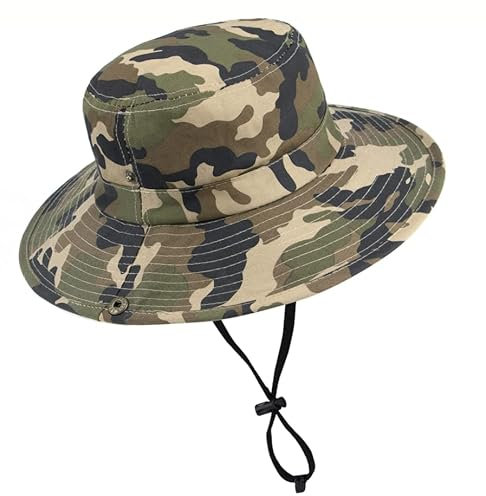 Chapeau de soleil pour enfants, motif camouflage, safari, pêche, boonie pour garçons et filles, pour l'extérieur de 7 à 15 ans, camouflage, 7-15 ans