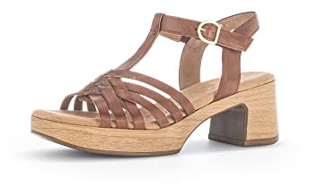 Gabor Damen Plateausandalen, Frauen Sandalen,Moderate Mehrweite (G),offene Schuhe,Plateausandaletten,Dicke Sohle,Camel (Gold),42 EU / 8 UK