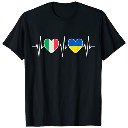 Italia E Ucraina Bandiere Ucraine Bandiere Maglietta