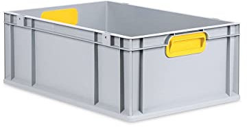 PROREGAL Eurobox NextGen Color | HxBxT 22x40x60cm | 44 Liter | Griffe gelb geschlossen | Verstärkter Boden | Eurobehälter, Transportbox, Transportbehälter, Stapelbehälter