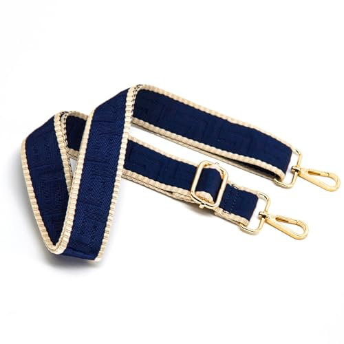 S&loyoe Ersatzriemen für Umhängetaschen, verstellbar, breit, Gitarrengurte für Handtaschen, 3,8 cm, Labyrinthstreifen Dunkelblau, Large