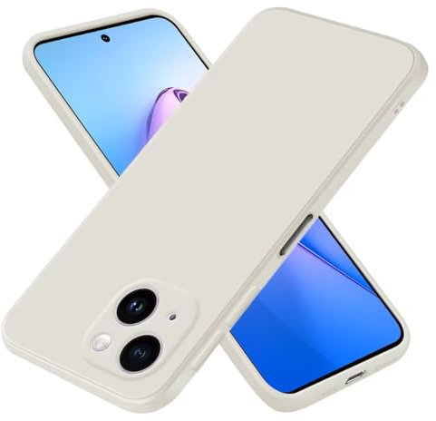 EASSGU Custodia per Smartphone, Compatible with iPhone 15 Plus (6.7 Inches), Cover Morbida in Silicone TPU - Bianco antico