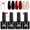 TOMICCA Gel Nail Polish Set - Glitter Red Gold White Black Gel Polish Set, Soak Off UV/LED Cured Nail Art Design, Gel Nail Kit Gifts for Women