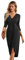 RPAEOY Womens Wrap V Neck Long Sleeve Ruched Evening Pencil Dresses Mini Midi Dress Elegant Bodycon for Cocktail Party Black L