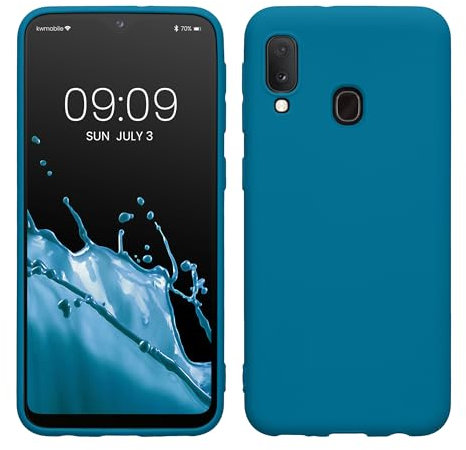kwmobile Housse Compatible avec Samsung Galaxy A20e Coque - Housse de téléphone Protection Souple en Silicone - Bleu Vif