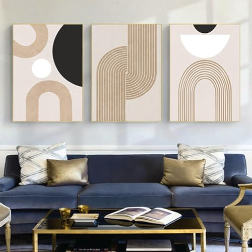HMDKHI Modernes Geometrisches Linienbild, Abstrakter Bildsatz Wohnzimmer Schlafzimmer Poster Tapete Kunstdekoration, Rahmenlos (Wandbild-8,50x70cm*3)