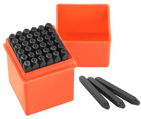 Gueenky 36 Stück Schlagzahlen Set, 2mm Schlagbuchstaben Set, Alphabet A-Z Nummer 0-9, Schlagbuchstaben Metall, Schlagstempel Zahlen zum Stempeln von Metall Kunststoff Holz Leder
