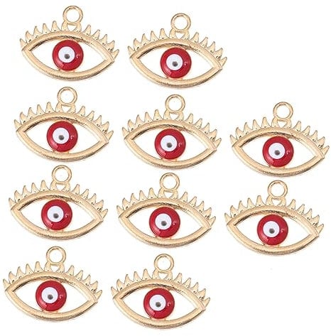 NUOBESTY 10pcs Hollow Devil Eye Charms Alloy Evil Eye Pendants for Jewelry Making Unique Decorative Accessories for Earrings Bracelets and Crafts