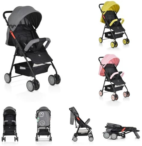 Moni Kinderwagen, Buggy Capri klappbar, Sicherheitsgurt, Rückenlehne verstellbar grau