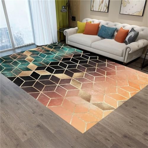 Kunsen 50X80CM Waschbarer Teppich Kinderzimmer Pflegeleichter Deko-Kurzflor für Wohn- und Schlafzimmer, schmutzabweisend rutschfest Bodenschutzmatte Mehrfarbig Günstiger