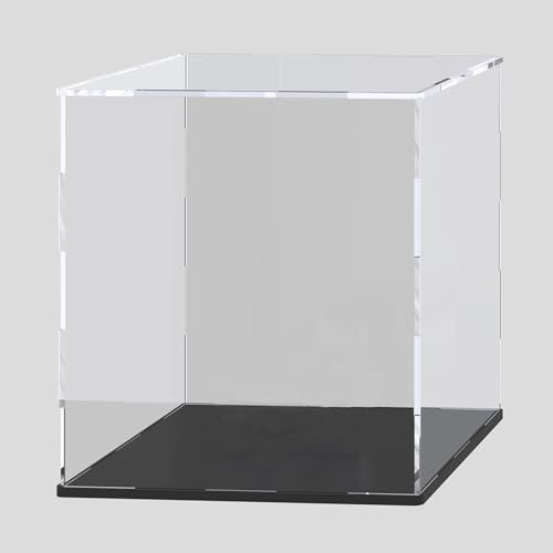 HOPEME Vitrine 30,5 x 25,4 x 30,5 cm, Acryl-Vitrine Sammler Regal Sammelkasten für Sammlerstücke, staubdichte Acryl-Vitrine mit Deckel und mattschwarzem Boden für Modelle und Actionfiguren