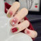 24 Stück Eckig Nägel Zum Aufkleben Kurz, Französische Press on Nails Erdbeer Wolken Kunstnägel Fingernägel zum Aufkleben, Natürliche Acryl Full Cover Künstliche Nägel für Frauen und Mädchen Nail Art