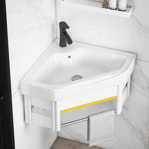 Wandmontiertes Keramikwaschbecken,waschbeckenunterschrank Kleines Waschbecken,Weißes Waschbecken,Badezimmerschrank Mit Wasserhahn Und Abfluss,für Kleine Räume, Schwimmender Schrank Zur Wandmontage ( C