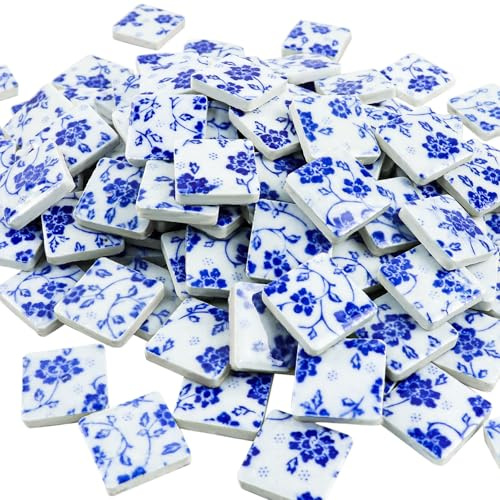 Yatinkim Piastrelle quadrate in porcellana mosaico fai da te piastrelle lucide arte artigianato cornice decorazione domestica ornamenti classici pavimento interno piscina all'aperto