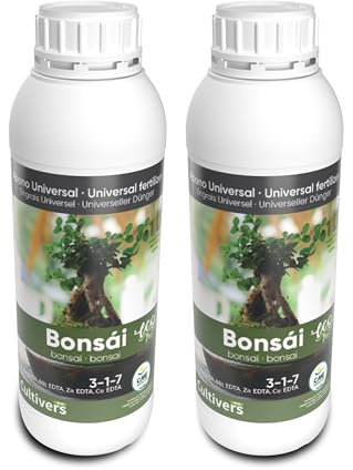 CULTIVERS Fertilizante Ecológico para Bonsái de 2x1L L Líquido con Micronutrientes y Aminoácidos. Abono 100% Orgánico y Natural. Favorece el Desarrollo y el Crecimiento controlado