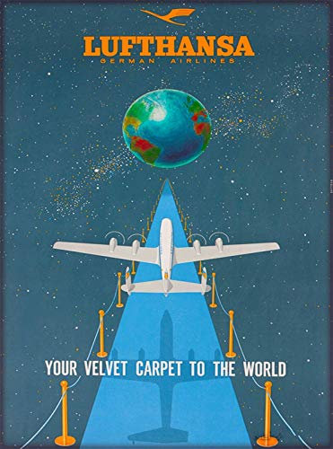 Metallschild Lufthansa Deutsche Fluggesellschaften Deutschland Vintage Travel Blechschild Vintages Nostalgie Metall Poster Lustiges Blechschild Für Garage Küche Office 30x40cm