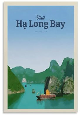 Fbaoda HÁ Long Bay Poster Vitger, Reiseposter, Leinwandkunst, Wanddekoration, Zimmer, Hausdekoration, Schlafzimmer, Büro, Poster, Drucke, Wandkunst, Paitings, rustikale Heimdekoration für