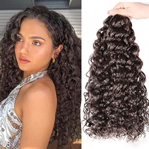 GOGO Curly Hair Crochet Hair 14 Inch 7 Packs for Black Women Deep Wave Beach Curls Synthetic Hair Extensions (#4)
