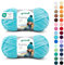 Gründl Wolle Funny uni - weiche Chenille Wolle zum Häkeln - Kuschelig und hautfreundlich - 100% Polyester - 2 Knäuel 100 g / 120 m - Nadelstärke 5-6, Türkis
