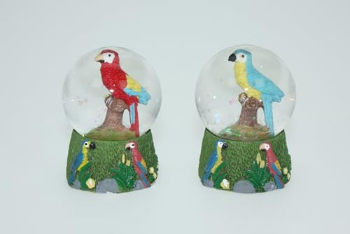 Cornelißen Glitzerkugel Papagei 2fach H 6,5 cm Tier Schnee Miniatur Schüttel Glas Kugel