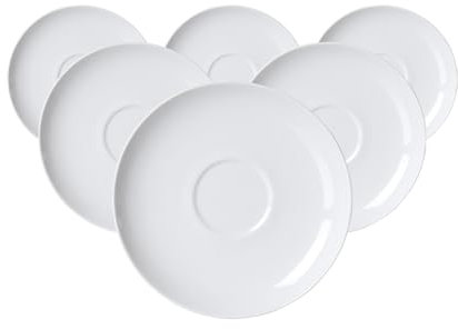 Ritzenhoff & Breker Suomi Kaffeeuntertassen 6er Set, 15 cm, Runde Untertassen mit feinen & ausgeprägten Reliefierungen, Skandinavisches Design, Porzellan, Cremeweiß